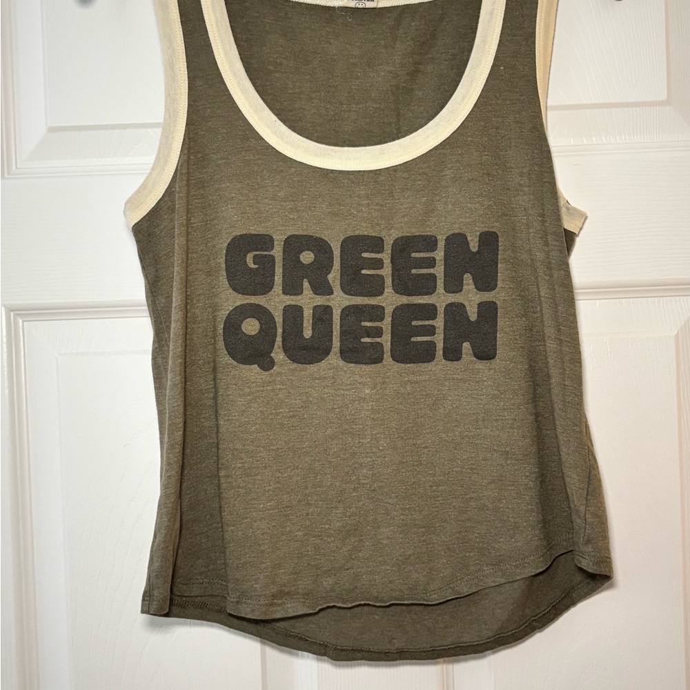 Guess Green Graphic Fitted Sleeveless Tank Top